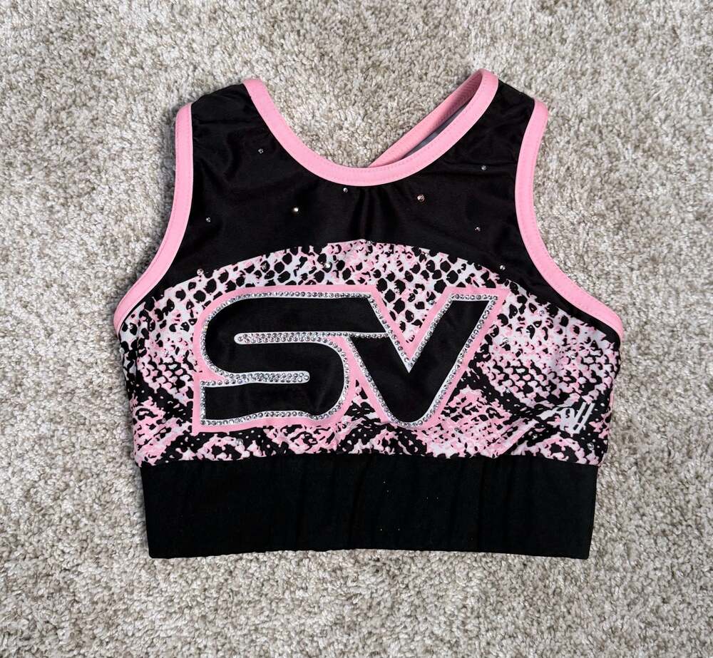 Varsity Spirit Black/Pink Stars Vipers Snake Print Rhinestone Cheer